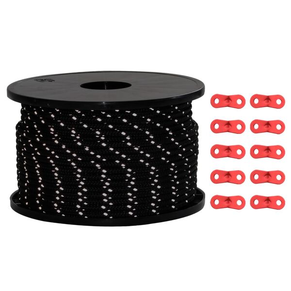 vidaXL telts virve, atstarojoša, ar savilcējiem, 50 m, 5 mm