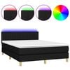 vidaXL atsperu gulta ar matraci, LED, melns audums, 140x190 cm