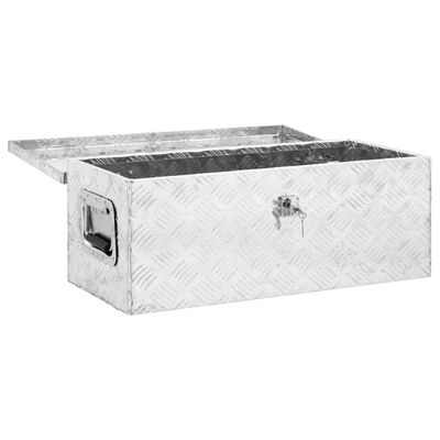 vidaXL uzglabāšanas kaste, sudrabaina, 70x31x27 cm, alumīnijs