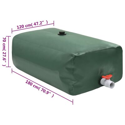 vidaXL ūdens tvertne ar krānu, saliekama, 1500 L, PVC