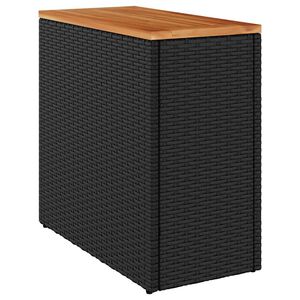 vidaXL dārza galdiņ&scaron; ar koka virsmu, melns, 58x27,5x55 cm, polirotangs