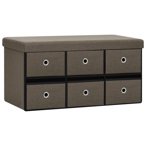 vidaXL soliņ&scaron; ar kasti, brūns, 76x38x38 cm, mākslīgais lins