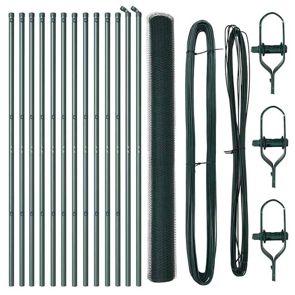 vidaXL Žogs ar stabiem. Zaļa 1.5 x 25 m PVC pārklāts tērauds