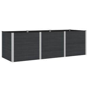 vidaXL Augstā puķu kaste Melns 300 x 100 x 91 cm WPC un alumīnijs