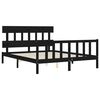 vidaXL gultas rāmis ar galvgali, King size izmērs, masīvkoks, melns