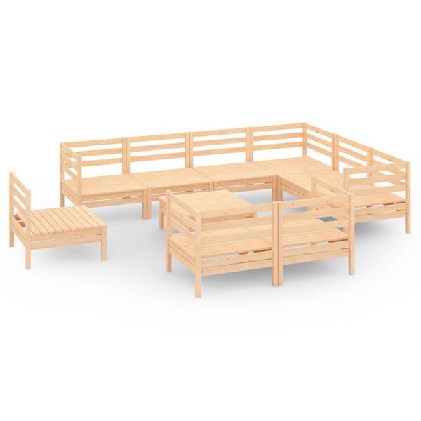 vidaXL 10-daļīgs dārza atpūtas mēbeļu komplekts, priedes masīvkoks