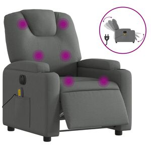 vidaXL elektrisks masāžas krēsls, atgāžams, tum&scaron;i pelēks audums