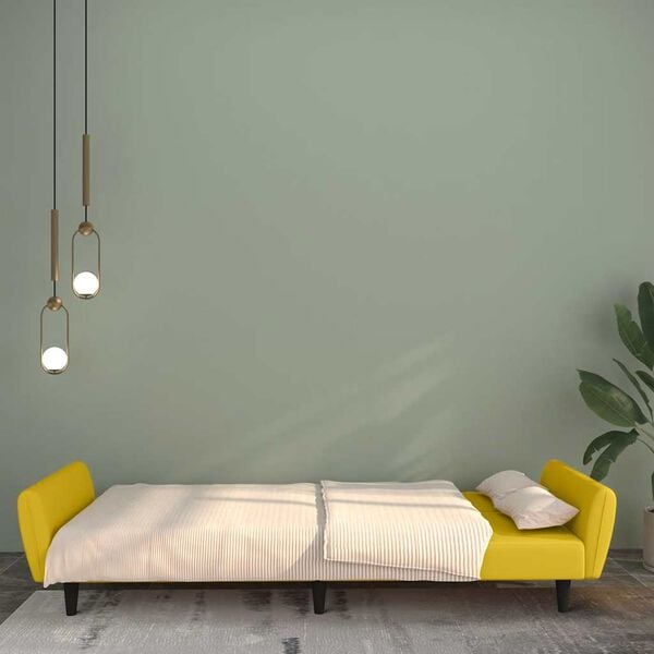 vidaXL 2-vietīga dīvāngulta, dzeltens samts