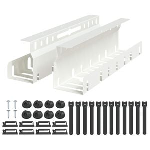 vidaXL Galda kabeļu organizators 2 gab. Balts 43 x 9 x 11,5 cm Tērauds