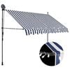 vidaXL izvelkama markīze ar LED, manuāla, 300 cm, zila ar balta