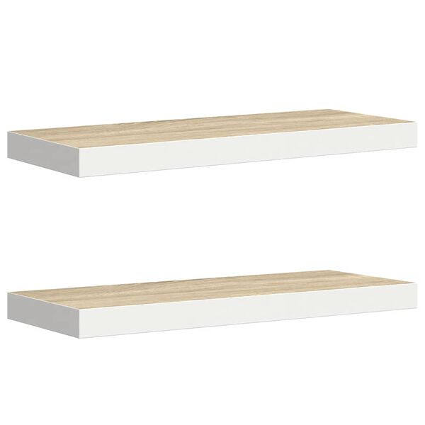 vidaXL sienas plaukti, 2 gab., balti, ozolkoka, 60x23,5x3,8 cm, MDF