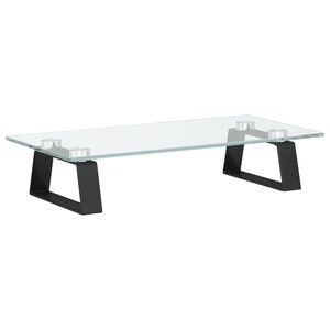 vidaXL monitora statīvs, 40x20x8 cm, melns, rūdīts stikls, metāls