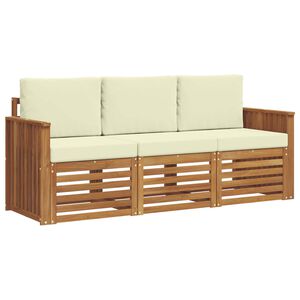vidaXL Dīvāna komplekti 3 pcs Dabisks un krējuma Cietā akācijas koks