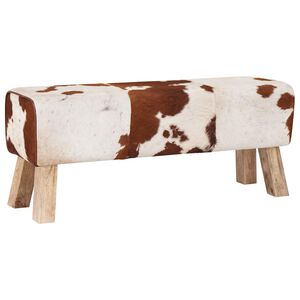 vidaXL sols 110 x 30 x 45 cm Īsta āda Brūna un balta