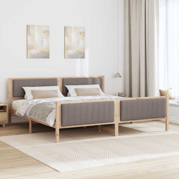 vidaXL Gultas rāmis Braun un taupe 200 x 200 cm Priedes masīvkoks