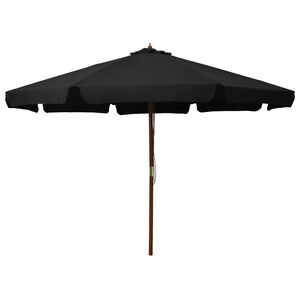 vidaXL dārza saulessargs ar koka kātu, 330 cm, melns