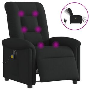 vidaXL elektrisks masāžas krēsls, atgāžams, melns audums