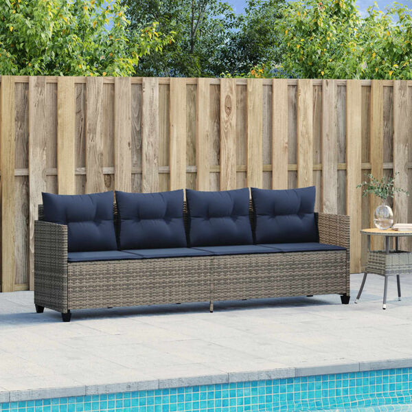 vidaXL sauļo&scaron;anās krēsls ar matračiem, PE rotangpalma, pelēks