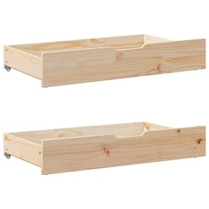 vidaXL gultas atvilktnes ar riteņiem, 2 gb., 90x55x17 cm, priedes koks