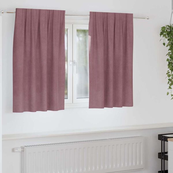 vidaXL Aptum&scaron;ojo&scaron;ie aizkari 2 pcs Tum&scaron;s rozā 140 x 140 cm Samts
