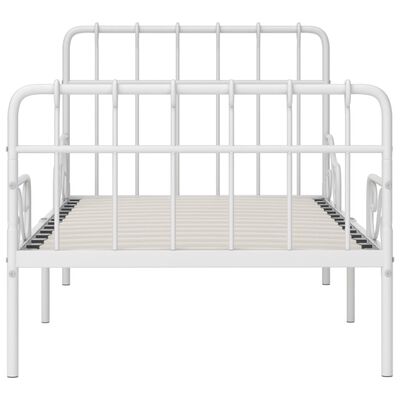 vidaXL gultas rāmis ar redeļu pamatni, balts metāls, 90x200 cm