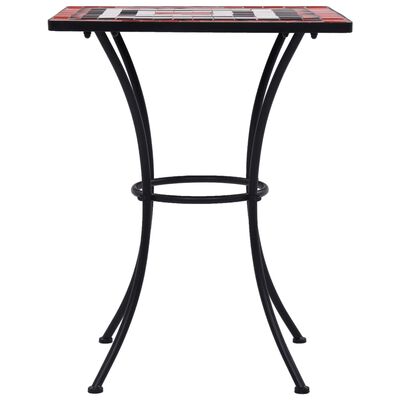 vidaXL mozaīkas bistro galds, 60 cm, sarkanbrūns ar baltu, keramika