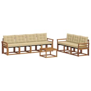 vidaXL Āra dīvānu komplekts ar spilvenu 8 pcs Dabisks un bē&scaron;s