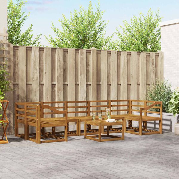 vidaXL Āra dīvānu komplekts 8 pcs Dabiska Cietā akācijas koks