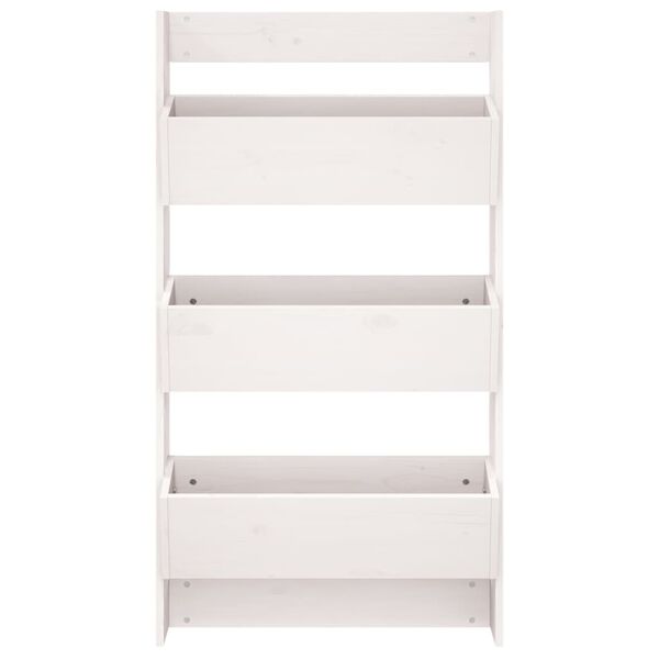 vidaXL puķu kaste, 3 līmeņi, 60x18,5x110 cm, balta, priedes masīvkoks