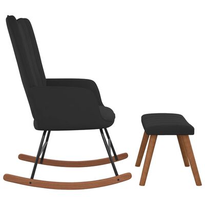vidaXL šūpuļkrēsls ar kāju balstu, melns samts