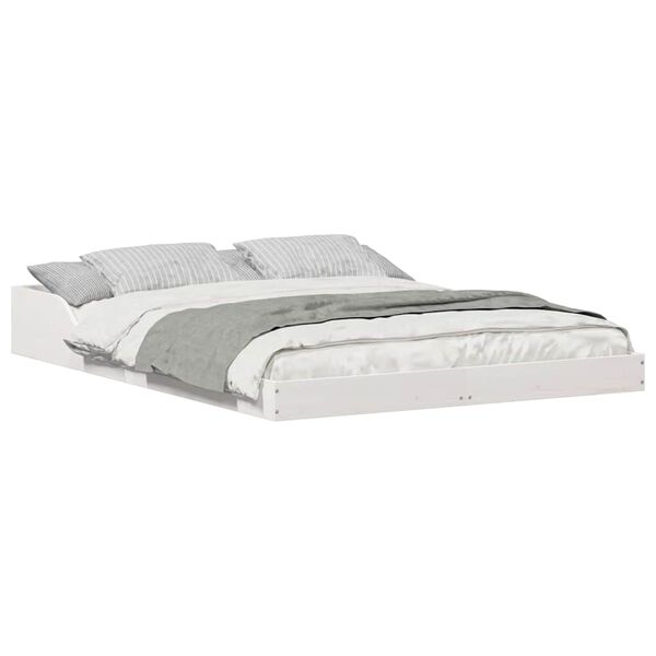vidaXL Gultas rāmis Balts 120 x 190 cm Ciets priedes koks