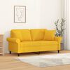 vidaXL divvietīgs dīvāns ar spilveniem, gai&scaron;i dzeltens, 120 cm, audums