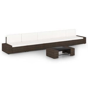 vidaXL 6-daļīgs dārza atpūtas mēbeļu komplekts, brūna PE rotangpalma