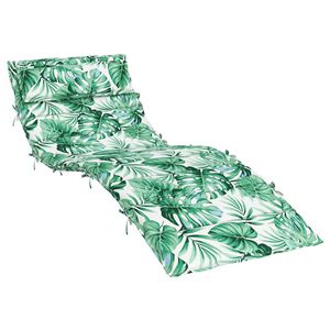 vidaXL sauļo&scaron;anās krēsla matracis, 180x60x4 cm, audums, lapu apdruka