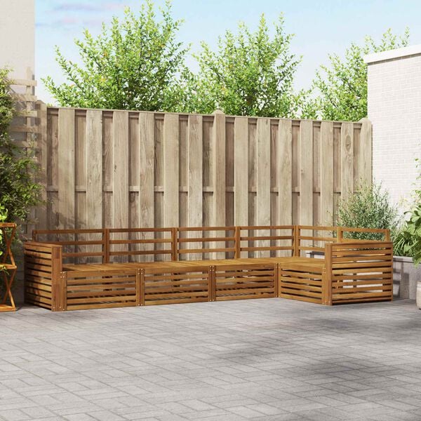 vidaXL Āra dīvānu komplekts 5 pcs Dabiska Cietā akācijas koks