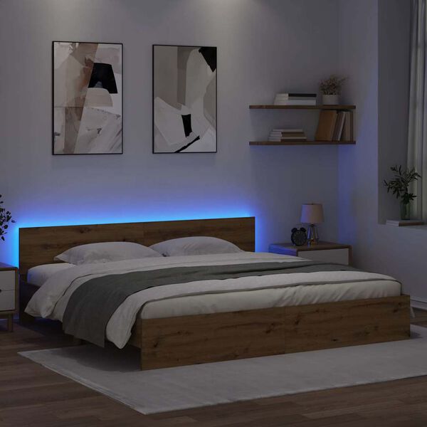 vidaXL Gultas rāmis Artisānā ozols 180 x 200 cm Inženierijas koks