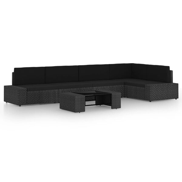 vidaXL 6-daļīgs dārza mēbeļu komplekts ar matračiem, PE rotangpalma