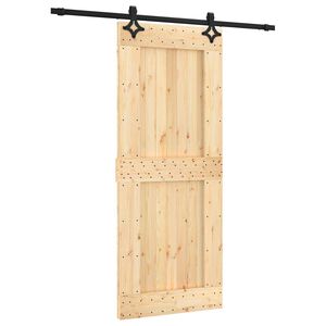 vidaXL Slīdo&scaron;ās durvis 85 x 210 cm Cieta priedes koks (neapstrādāts)