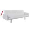 vidaXL izvelkamais dīvāns ar roku balstiem, balta mākslīgā āda