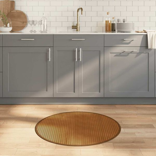 vidaXL paklājs, apaļ&scaron;, brūns, 80 cm, bambuss