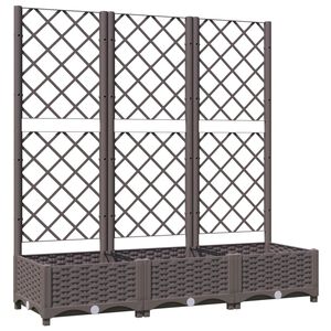 vidaXL dārza puķu kaste ar režģi, brūna, 120x40x121,5 cm, polipropilēns (PP)
