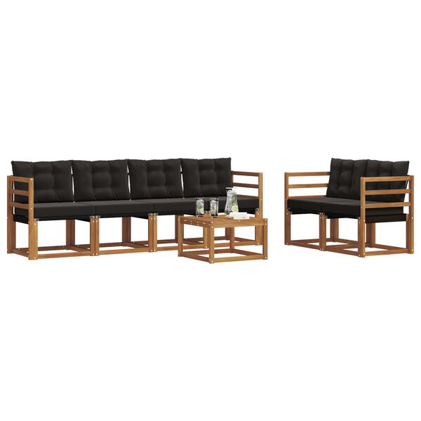 vidaXL Āra dīvānu komplekts ar spilvenu 7 pcs Dabīgs un melns