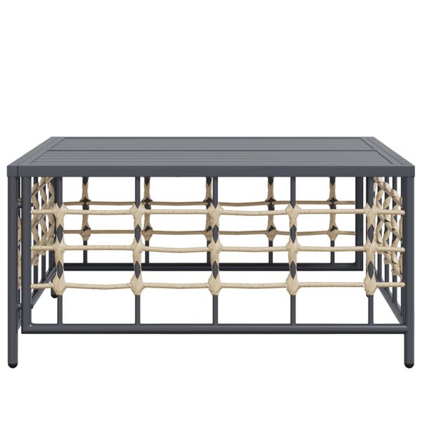 vidaXL dārza galds, antracītpelēks, 70x70x34 cm, PE rotangpalma