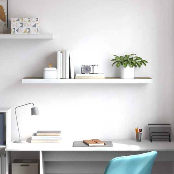 vidaXL sienas plaukts, balta un ozolkoka krāsa, 120x23,5x3,8 cm, MDF