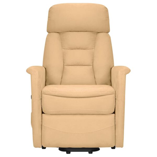 vidaXL masāžas krēsls, paceļams, krēmkrāsas mikrošķiedras audums