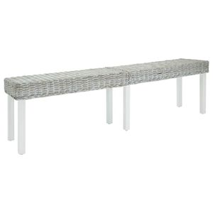 vidaXL sols, balts, 160x35x45 cm, dabīgs kubu rotangpalmas pinums un masīvkoks, sarkankoks