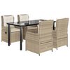vidaXL 5-daļīgs dārza mēbeļu komplekts, matrači, bē&scaron;a PE rotangpalma