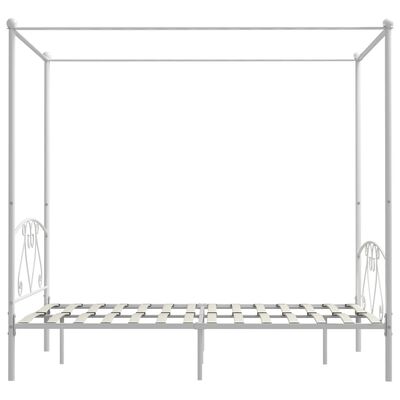 vidaXL gultas rāmis ar nojumi, balts metāls, 140x200 cm