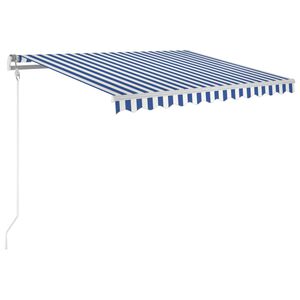 vidaXL izvelkama markīze, 300x250 cm, automātiska, zila ar baltu