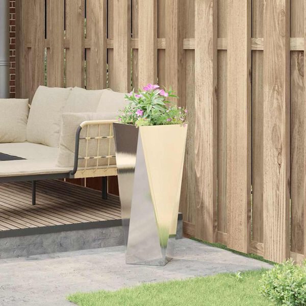 vidaXL Puķu kaste Sudraba 30 x 30 x 75 cm Nerūsējo&scaron;s tērauds